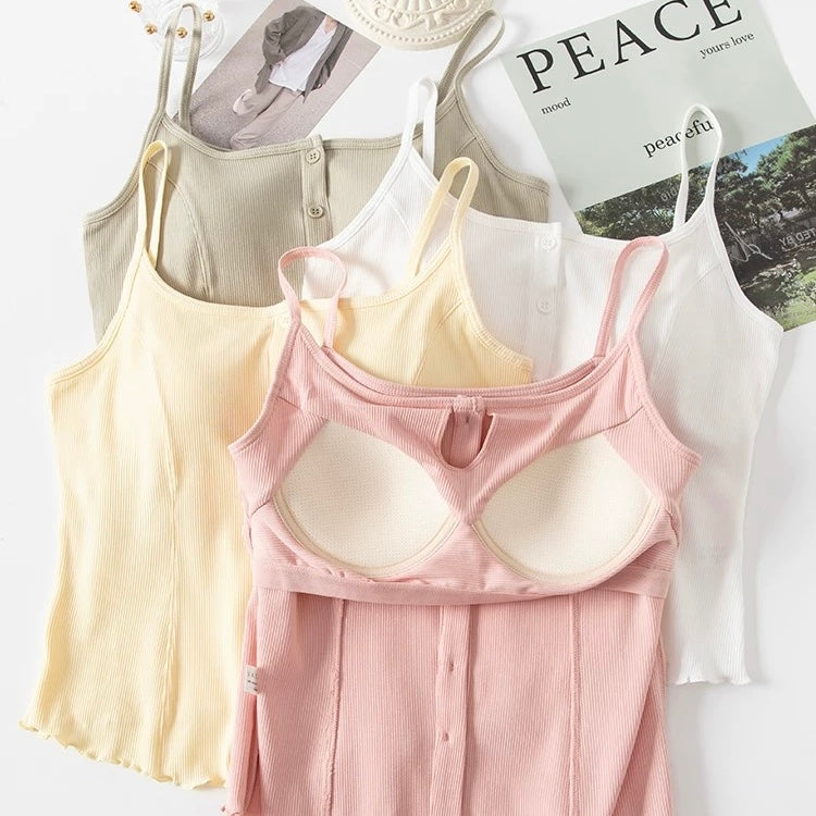 Soft Ribbed Button Down Cami Top